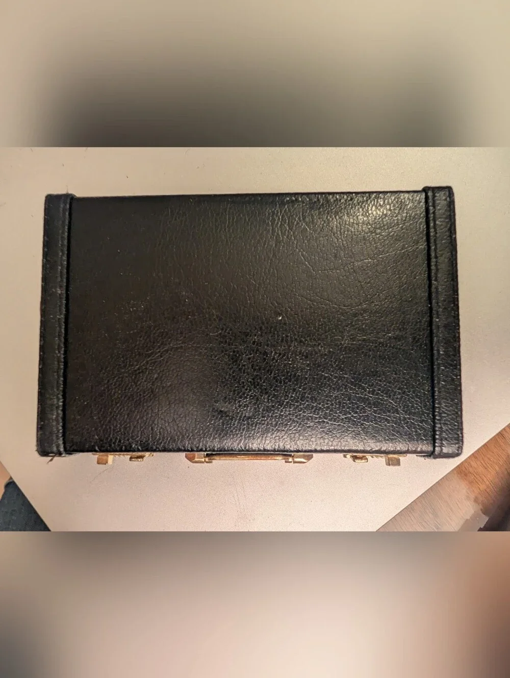 Black Leather-like Mini Briefcase Business Card Holder